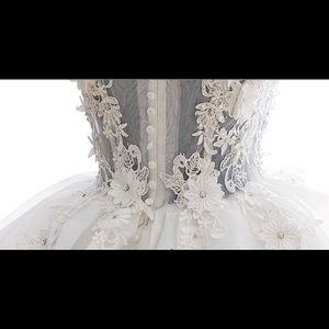 Square Neckline Pierced Lace Flower Short & Mini Wedding Dress